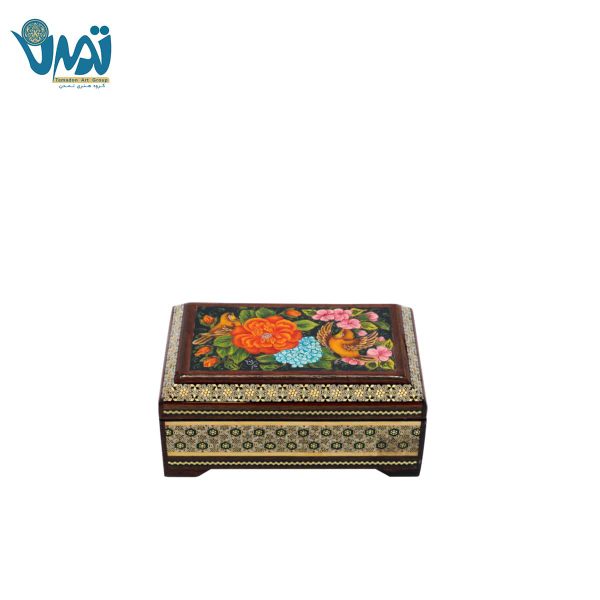 جعبه جواهر خانم داخل جیر رو طرح نقاشی گل و مرغ کد ۳۱۰۳